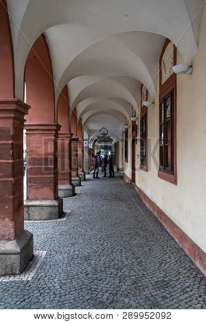 Vrchlabi, Czech Republic - October 25, 2018: The Streets Of The Provincial Town. The Town Located In
