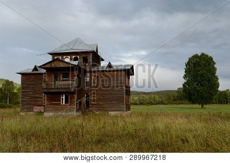 Altai Region, Russia - September 3, 2018: Abandoned Tourist Complex 