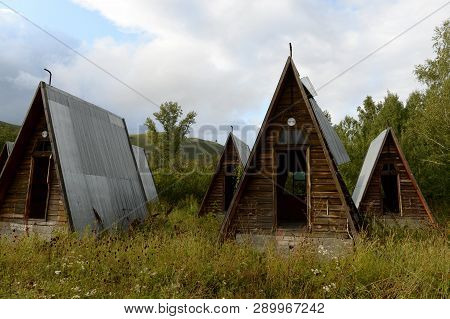 Altai Region, Russia - September 3, 2018: Abandoned Tourist Complex 