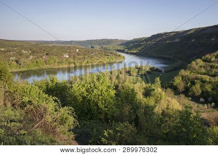 Dniester River Flows Between Ukraine And Moldova.