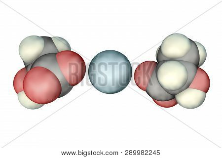 Calcium Lactate Molecule, 3d Illustration, It Is Used In Food Industry As Food Additive E327 And As 