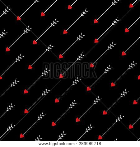 Love Arrows Diagonal Seamless Pattern. Arrows Of Eros (amour, Cupid). Vector Illustration.