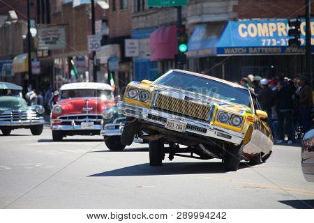 Chicago, Illinois, USA - May 07, 2017, The Cinco De Mayo Parade is held to remember the victory the Mexican forces had over the invading French army in the Battle of Puebla on 5 May, 1862.