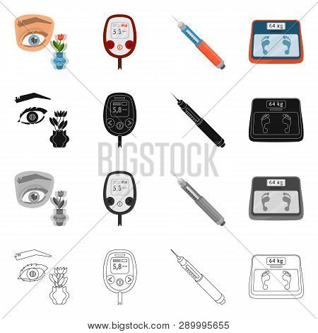 Vector Design Of Diet And Treatment  Logo. Set Of Diet And Medicine Vector Icon For Stock.