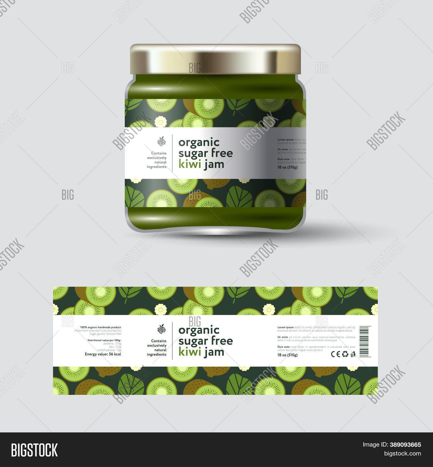 Kiwi Fruit Jam Label Vector & Photo (Free Trial) Bigstock