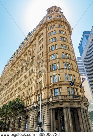 Sydney, Australia - Feb 18, 2019: Street View Of The Radisson Blu Plaza Hotel On Hunter Street. Inte