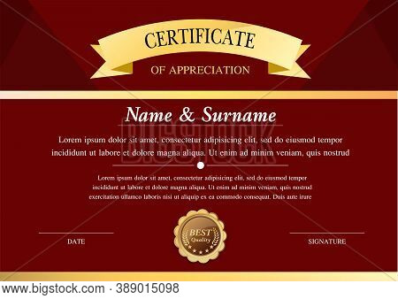 Certificate Template, Diploma Design, Graphic Background, Warranty Vector Design.
