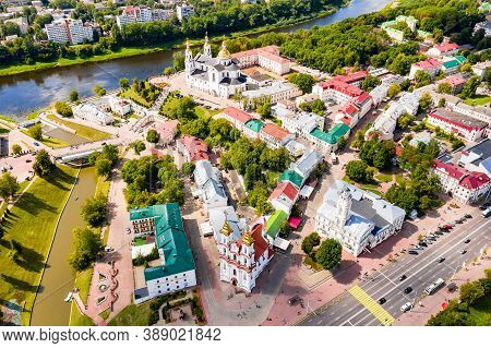 Vitebsk, Belarus - July 20, 2019 - Nice Top View Of The City. Small Houses In The City Center