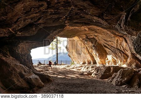 Rock Cave With The Name Kuhstall In Saxon Switzerland. Germany