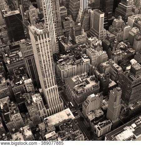 New York City From Above In Sepia.