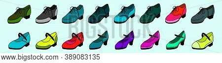 Set Of Tap Shoes Modern Cartoon Icon Design Template In Various Models. Vector Illustration Isolated
