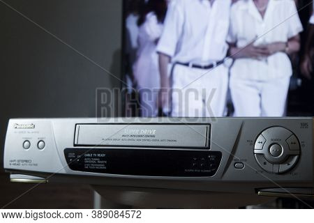 SÃo Paulo, Brasil - September\\n23, 2020: Video Cassette Player.\\nbeing Used Nowadays, Showing The 