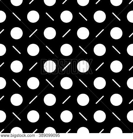 Circles, Diagonal Strokes Seamless Pattern. Dots, Dashes Print. Dot Shapes, Lines Ornament. Circular