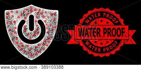 Shiny Mesh Polygonal Shield Turn Off With Light Spots, And Water Proof Dirty Ribbon Stamp Seal. Red 