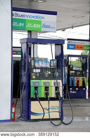 Pathumthani, Thailand July 10, 2017: Gas Dispenser Of Ptt Gas Station . (ptt : Petroleum Authority O