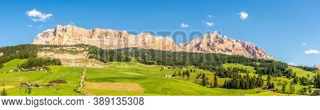 Panoramic View At The Monte Cavallo Mountains From Alta Badia In Dolomites - South Tyrol, Italy