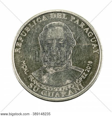 1000 Paraguayan Guaraní Coin (2018) Reverse Isolated On White Background