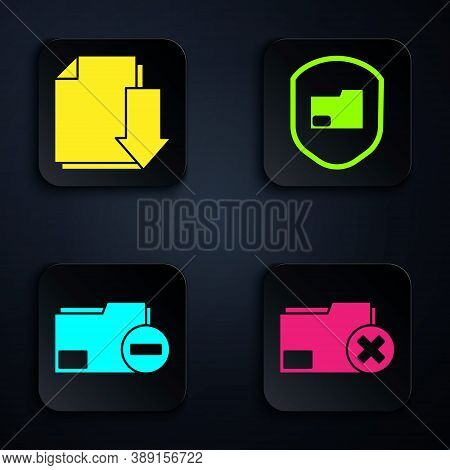 Set Delete Folder, Document With Download, Document Folder With Minus And Document Folder Protection