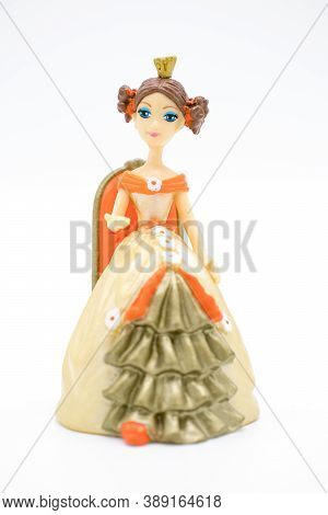 Figurine Toy Princess Isolated On White Background