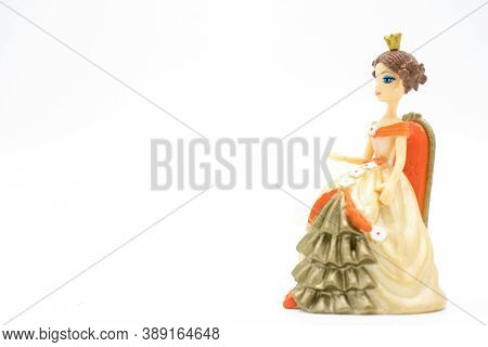 Figurine Toy Princess Isolated On White Background