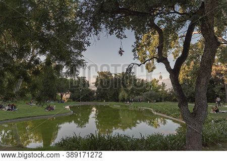 Barcelona, Spain : 2020 September 26 : Peope In The Mossen Cinto Verdaguer Gardens In Montjuic In Ba