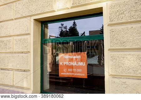 Ostrava, Czech Republic - October 3, 2020: The Commercial Banner Of Heimstaden Company On A Window O