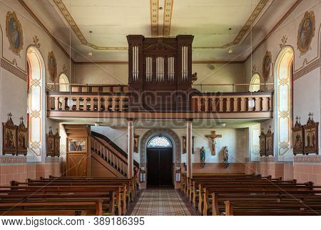 Schalkenmehren, Germany - June 23, 2020: View Into The Parish Church Saint Martin On June 23, 2020 I