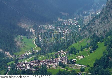Mountain Landscape At Summer Along The Road To Colle Santa Lucia, Dolomites, Belluno Province, Venet