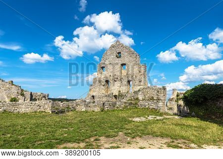 Hohenurach Castle In Old Town Of Bad Urach, Germany. Ruins Of This Medieval Castle Is Landmark Of Ba