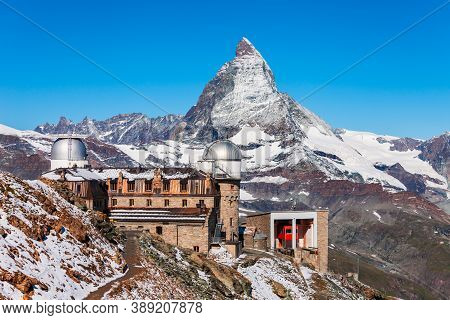 Gornergrat Observatory Station Near The Zermatt Town In The Valais Canton Of Switzerland