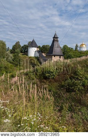 Tower Of The Upper Grids And Taylovskaya Tower With Fortress Wall Of Holy Dormition Pskovo-pechersky