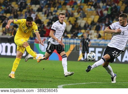 Kyiv, Ukraine - October 10, 2020: Roman Yaremchuk Of Ukraine (l) Kicks A Ball During The Uefa Nation