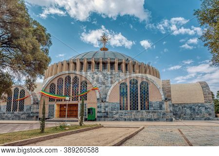 Famous Cultural Heritage Church Of Our Lady Of Zion In Axum. Ethiopian Orthodox Tewahedo Church Buil