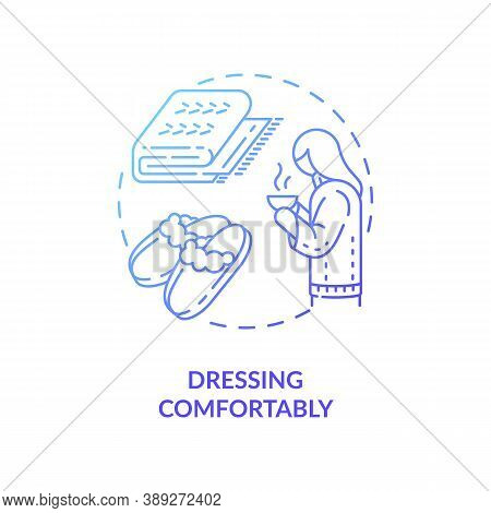Dressing Comfortably Concept Icon. Hygge Fashion Idea Thin Line Illustration. Life Simplest Pleasure