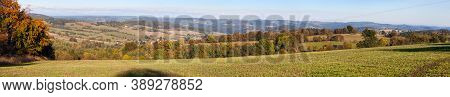 Autumn Panorama From Bohemian And Moravian Highland, Vecov Village, Zdarske Vrchy,  Czech Republic