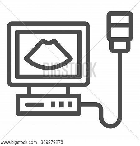 Ultrasound Machine Line Icon, Medicine Concept, Medical Diagnostic Machine Sign On White Background,