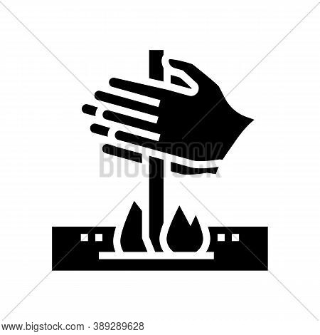 Making Fire By Friction Glyph Icon Vector. Making Fire By Friction Sign. Isolated Contour Symbol Bla
