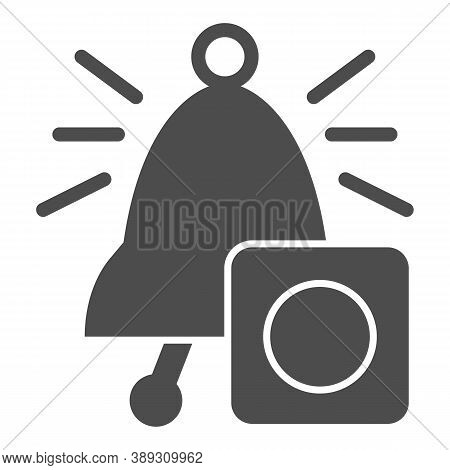 Call Button To The Driver Solid Icon, Public Transport Concept, Ringing Bell Sign On White Backgroun