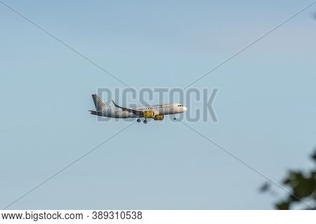 Barcelona, Spain - September 26, 2020: A Vueling Airbus A320 Taking Off From On September 26, 2020 I