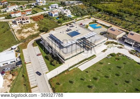 Vodnjan, Croatia - October 6, 2020 - The Modern Campus Of The Global It Company Infobip With All The