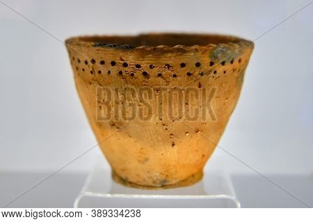 An Old Clay Vase From The Neolithic Period. The Oldest Pottery In The World Belongs To The Osipov Cu