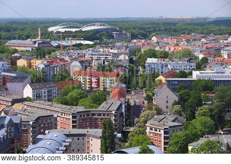 Leipzig City, Germany Aerial View. Cityscape With Zentrum District.