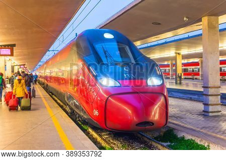 High Speed Train Italo Of Ntv Alstom Corporation Is Technological And Fast Train In Italy. Italy, Fl