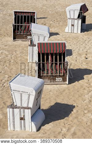 .beach Chairs On The Beach Of Bansin On The German Baltic Coast On The Island Of Usedom
