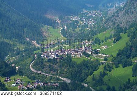 Mountain Landscape At Summer Along The Road To Colle Santa Lucia, Dolomites, Belluno Province, Venet
