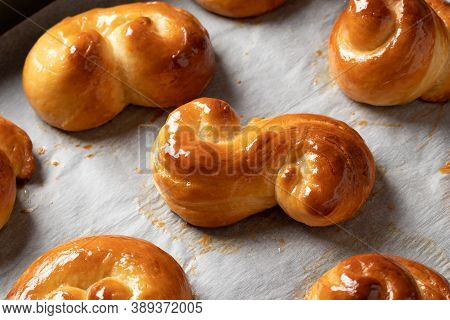 Jidasky - Traditional Czech Sweet Easter Pastry Made Of Yeast Dough And Brushed With Honey