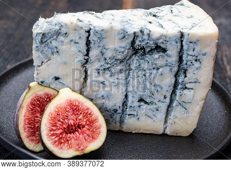 Cheese Collection, Piece Of Italian Blue Cheese Gorgonzola Picante With Blue Mold From North Of Ital
