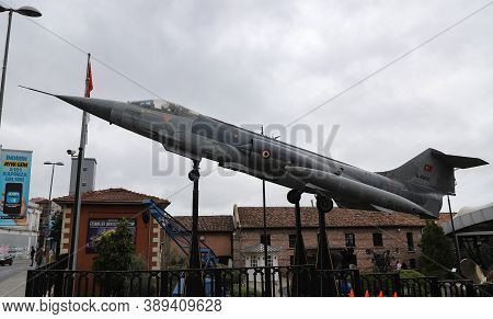 Istanbul, Turkey - September 20, 2020: Turkish Air Force F-104s In Rahmi M. Koc Industrial Museum. K