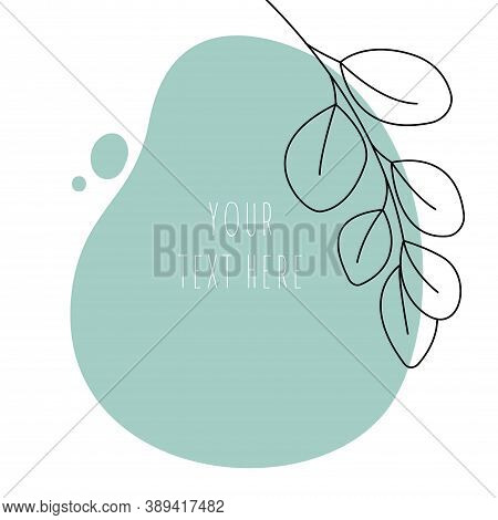 Abstract Line Art Leaf. Eucalyptus Contour Drawing. Minimal Art Leaf On Abstract Shapes Backgroud. M