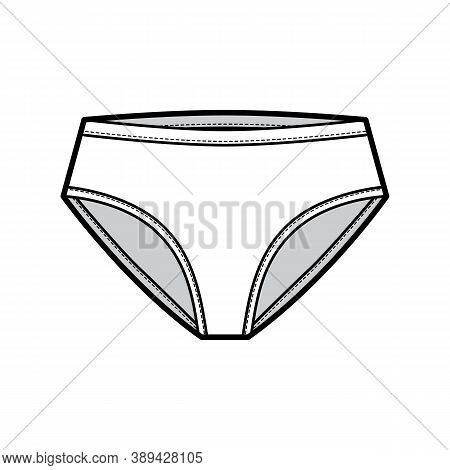 High-cut Briefs Technical Fashion Illustration With Mid Hips Coverage And Waist Rise. Flat Mini-shor